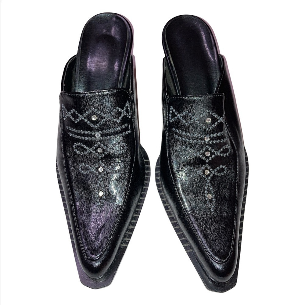 Black Italian Genuine Leather Slip On Shoes Size 36/6 - Picture 1 of 9